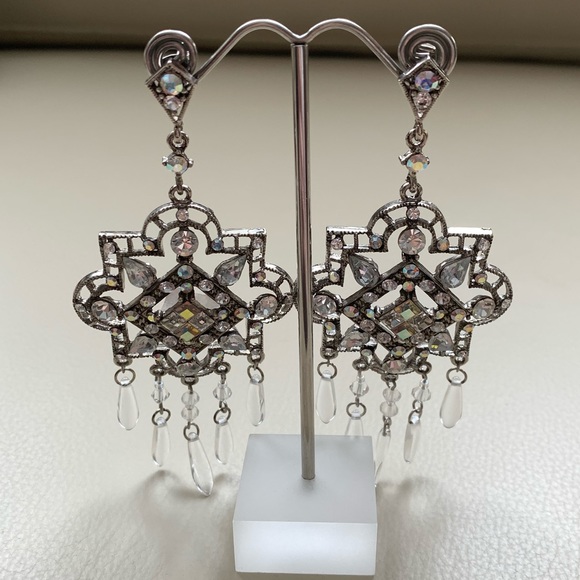 🆕🔥LargeSparkly Chandelier Crystal Earring Silver - Picture 7 of 7